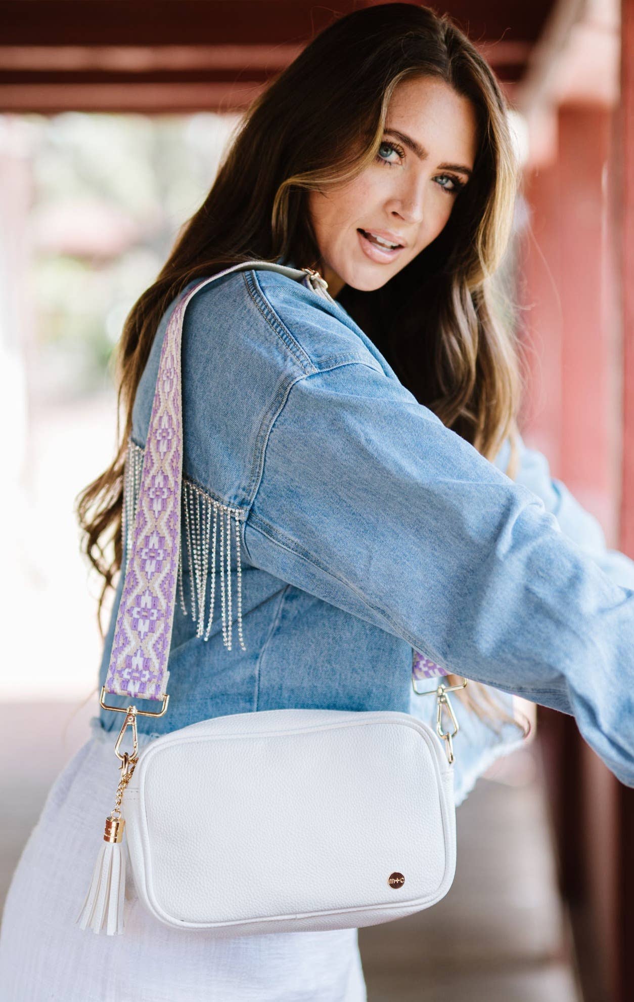 Dolly Vegan Leather Crossbody Clutch Purse with Tassel: Platinum White